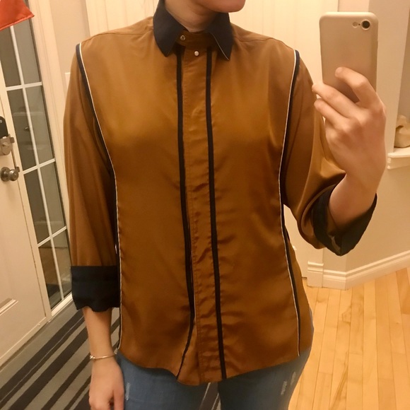 Ginger color-navy blue Silk shirt - Picture 4 of 5